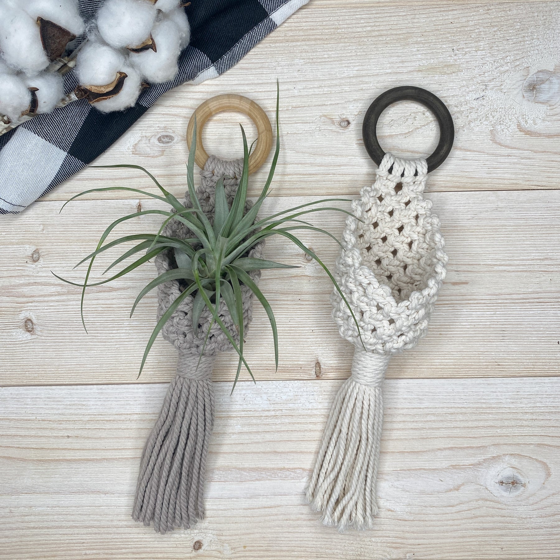 hangers for air plants Macramé Pocket Air Plant Hangers – The Cottonseed Marketplace