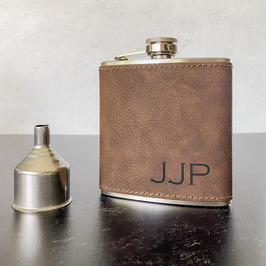 Monogram Leather & Stainless Flask