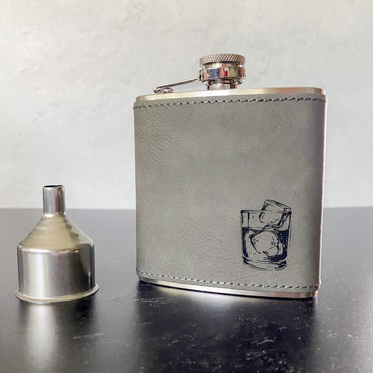 On the Rocks Leather & Stainless Flask